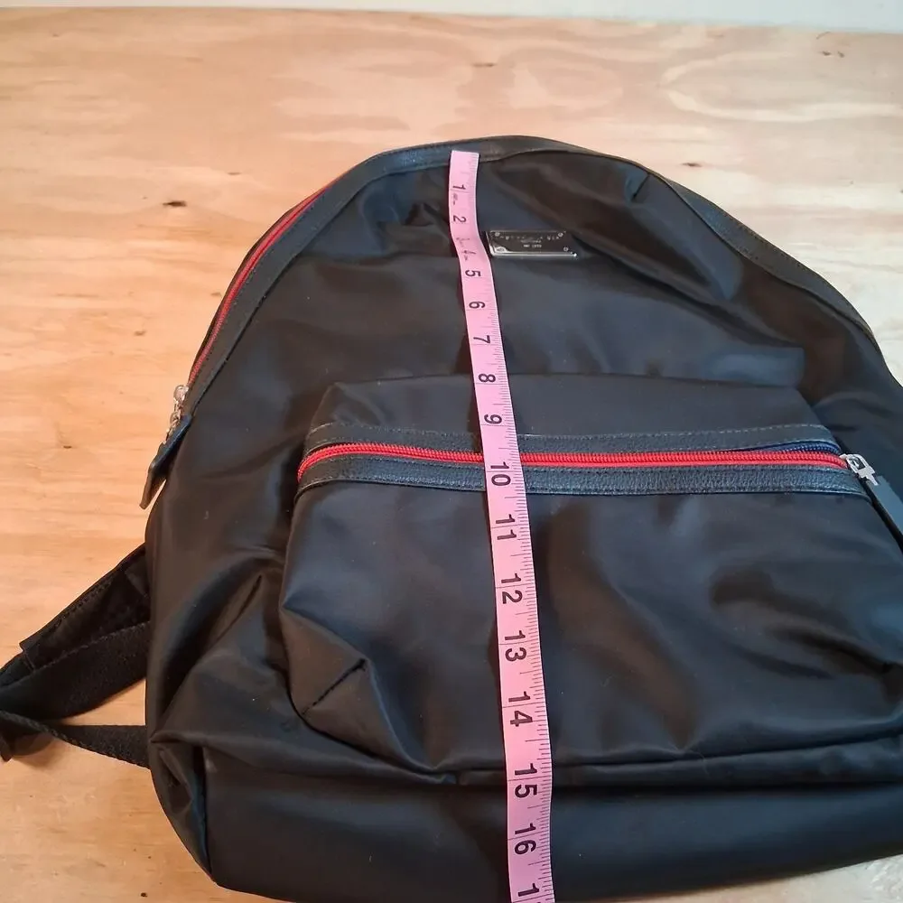 Tommy Hilfiger Backpack Bookbag School Bag Black Nylon Logo Zipper Pockets NWOT